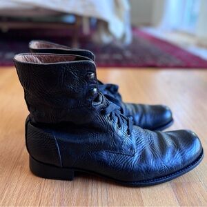 John Varvatos Black Genuine Leather Lace & Boots Men's